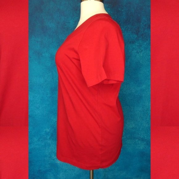 Woman Within Woman Within Red V Neck Tee 22/24 1X - Picture 4 of 8